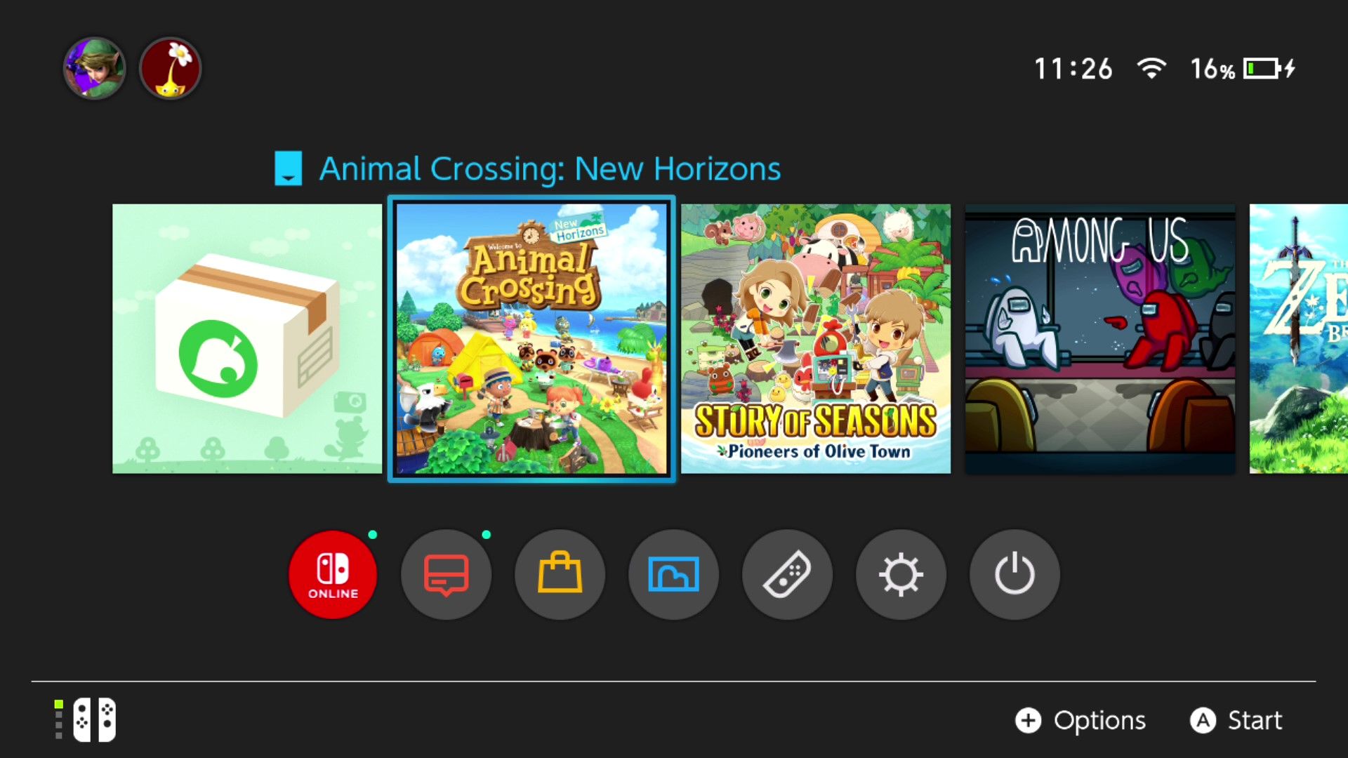 Запуск Animal Crossing: New Horizons с домашнего экрана после переноса