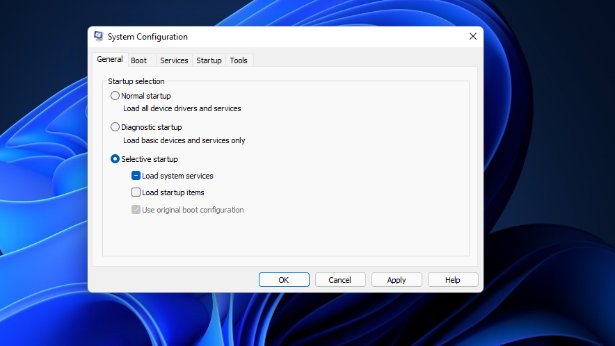 Опция Load startup items