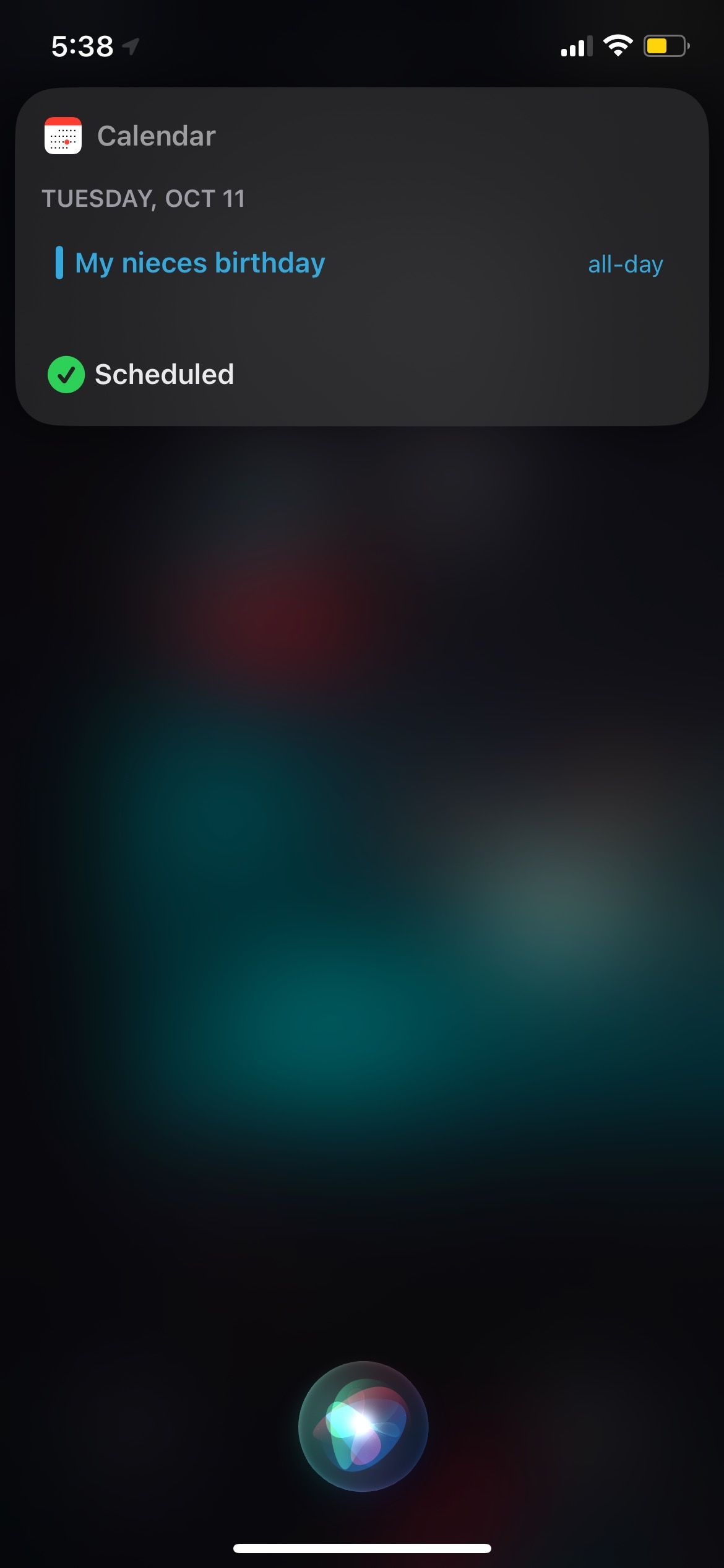 New Calendar Event Siri iPhone