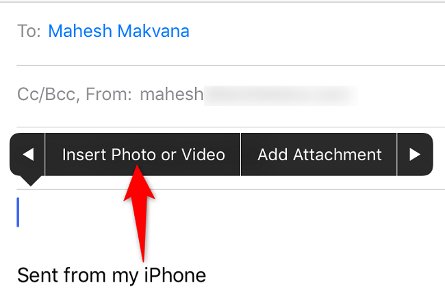 Выберите «Вставить фото или видео».