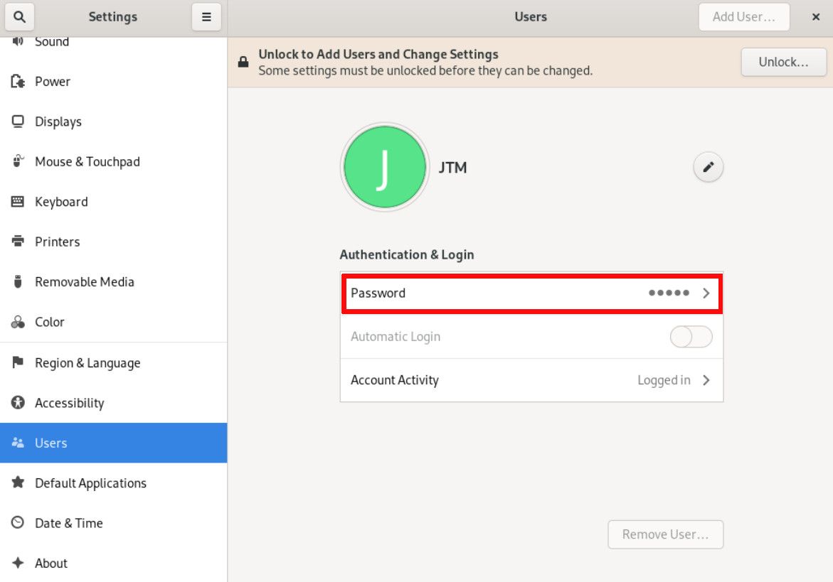 GNOME change password