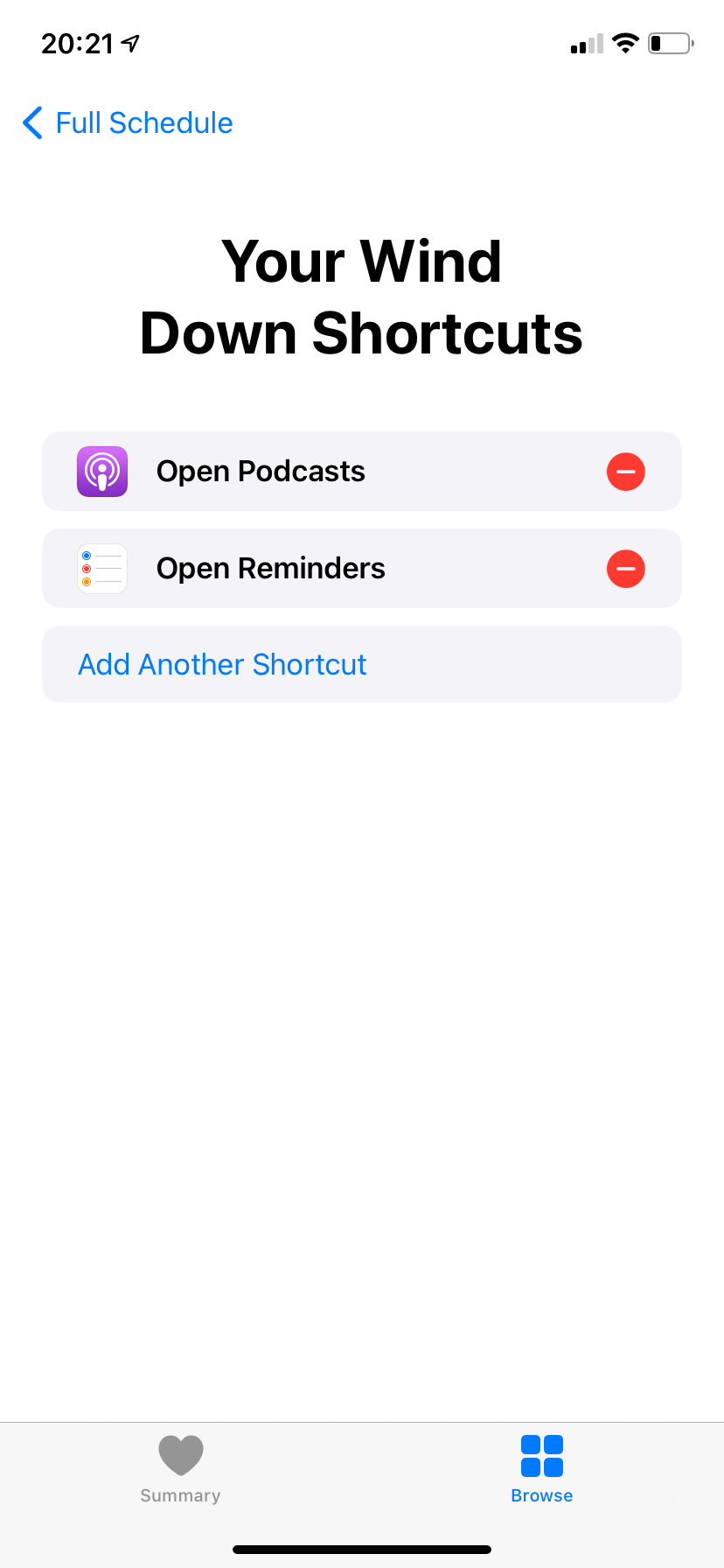 выбранные ярлыки отхода ко сну