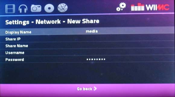 Настройки сети в WiiMC для добавления FTP/SMB
