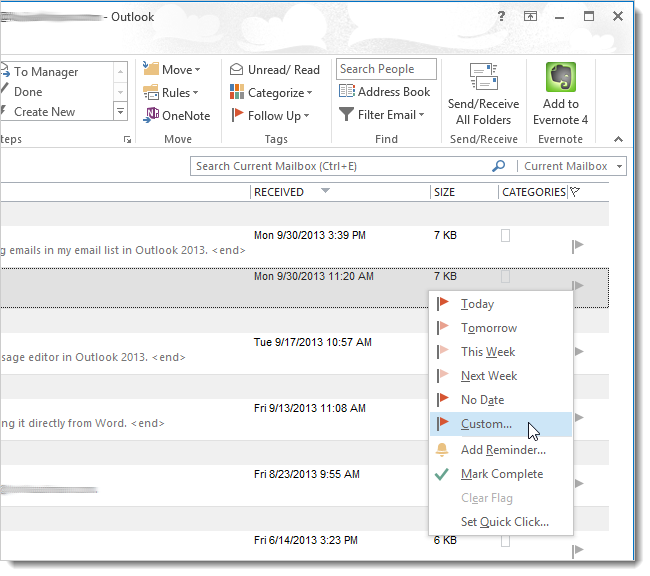 Как добавить заметку к письму в Outlook 2013