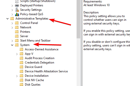 Раздел 'Административные шаблоны' в редакторе групповой политики
