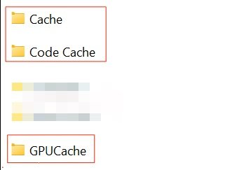 Удаление папок Code Cache, Cache и GPU Cache