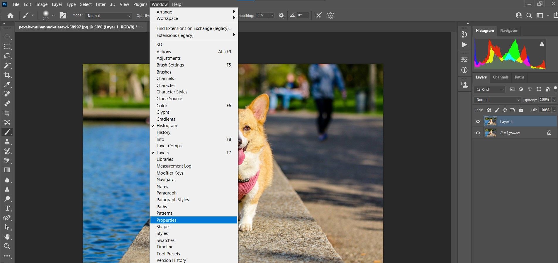 Панель свойств для быстрого доступа к функциям
