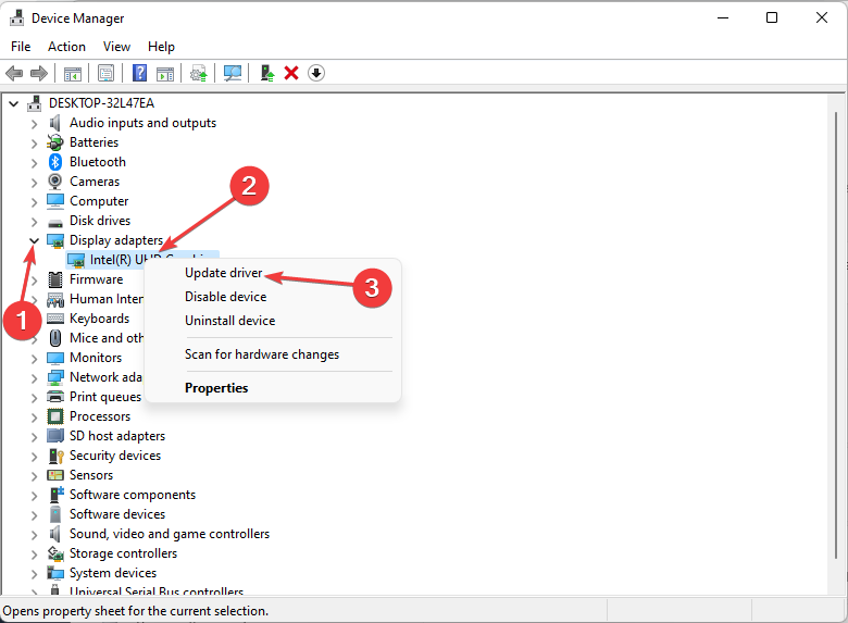 Обновление драйвера графического адаптера