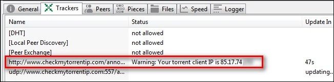 Скриншот страницы генерации тестового торрента на CheckMyTorrentIP