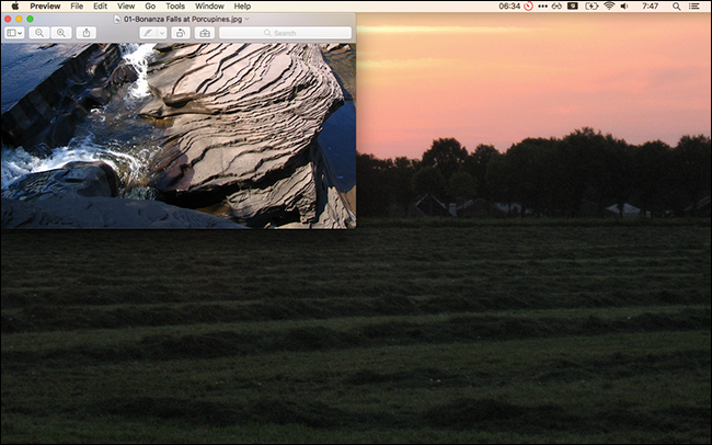 Окно в верхнем левом углу экрана