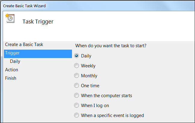 Настройка ежедневного триггера в Планировщике
