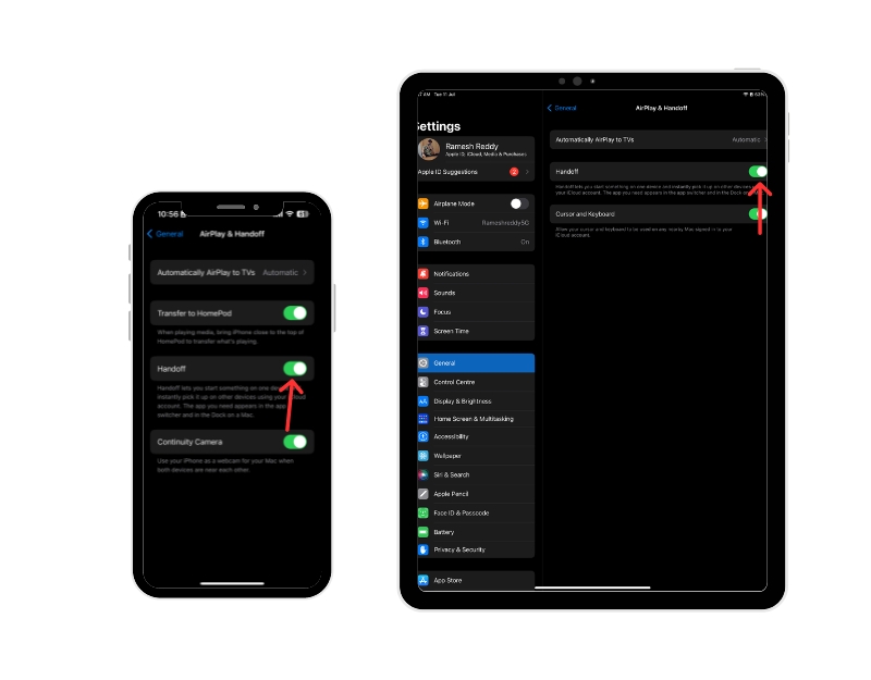 Включите Handoff для Universal Clipboard