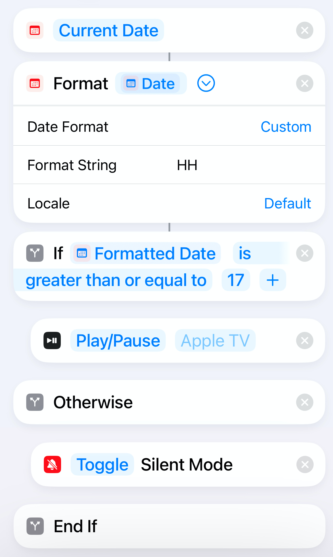 Готовый ярлык If Time в приложении Shortcuts на iPhone.