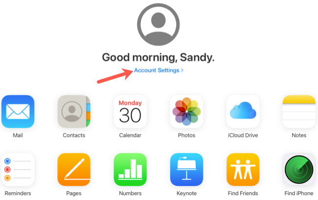 Откройте настройки аккаунта iCloud