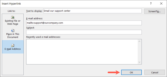 Кнопка «ОК»