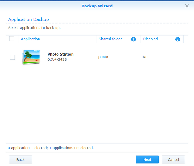 Выбор приложений для резервного копирования