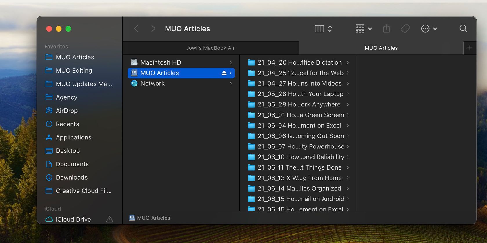 Содержимое общих папок Windows, доступных в macOS через сеть