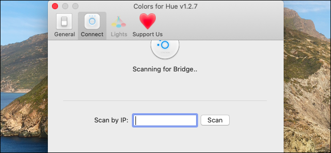 Ввод IP-адреса Hue Bridge в Colors for Hue