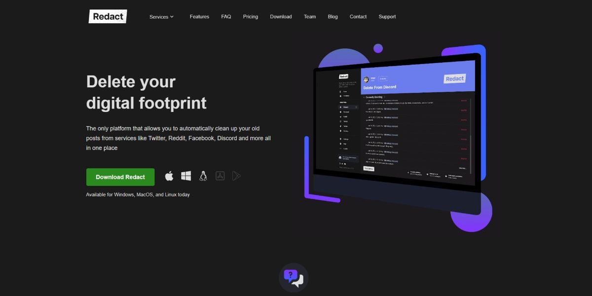 Главная страница Redact с инструкциями по очистке