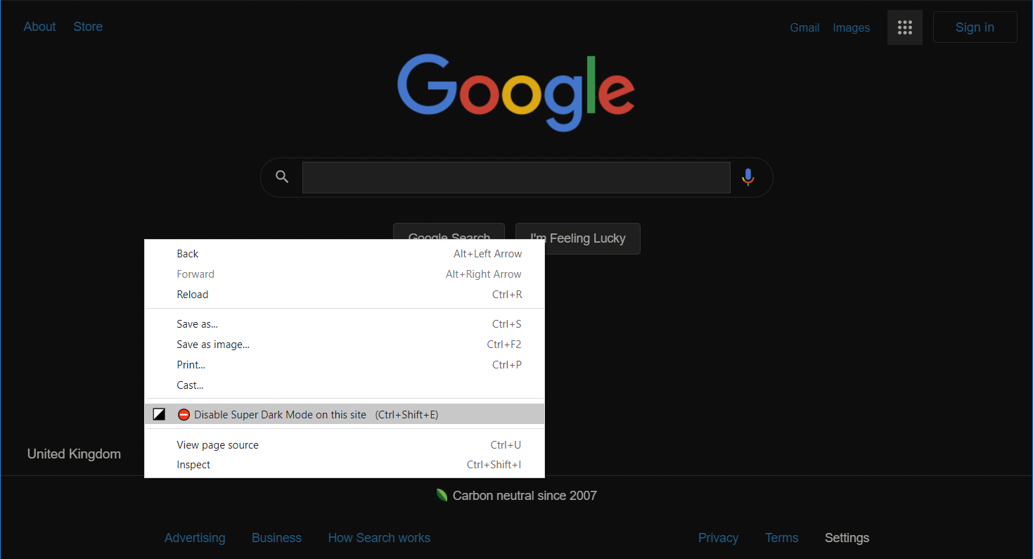 Отключение Super Dark Mode на сайте