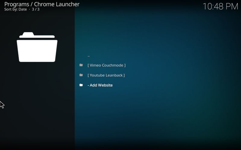 Список предустановленных лаунчеров Chrome Launcher для Vimeo и YouTube