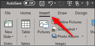 Вкладка Вставка в PowerPoint с подсвеченной областью Текст
