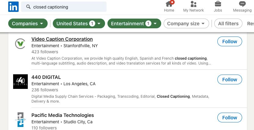 LinkedIn Companies Search with Filters