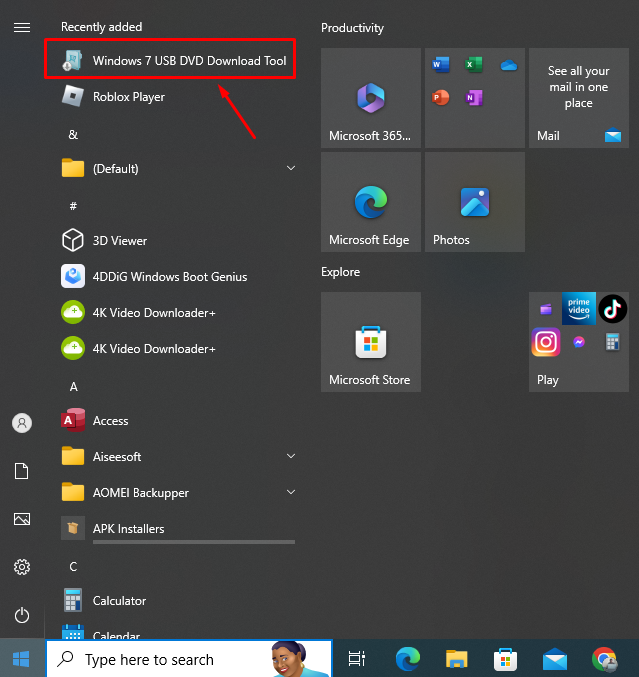 Запуск Windows 7 USB/DVD Download Tool
