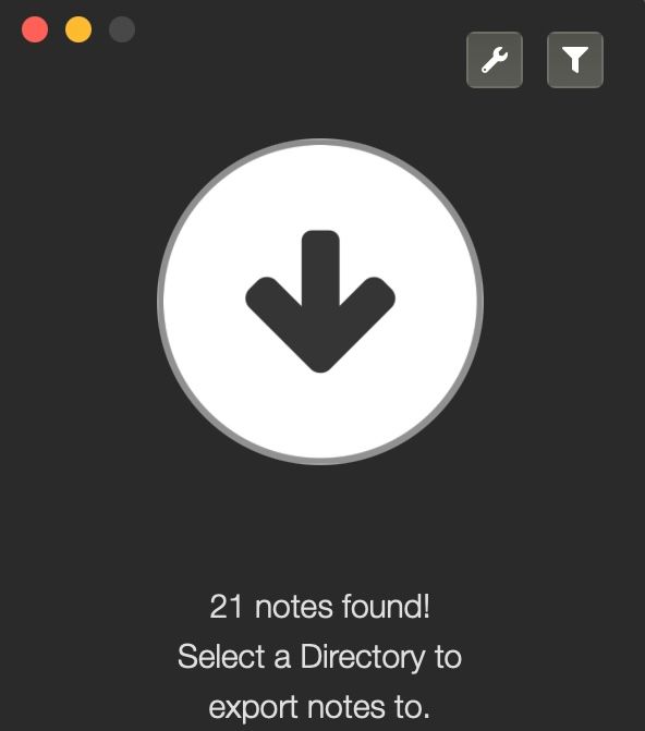 Exporter показывает количество заметок, доступных для экспорта.