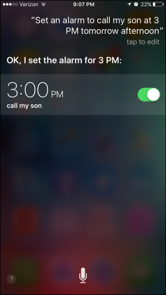 Пример создания будильника с меткой в Siri