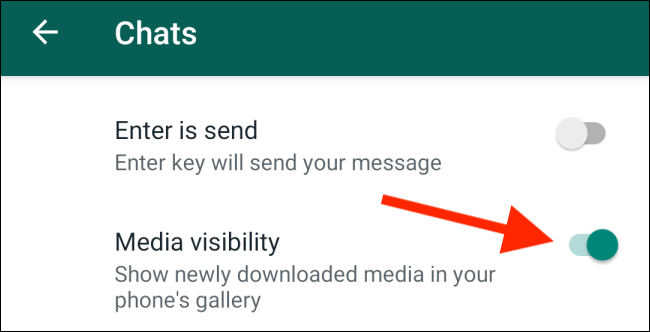 Отключите Видимость медиа в настройках Чатов