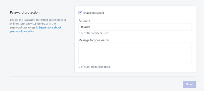 Защита магазина паролем в Shopify