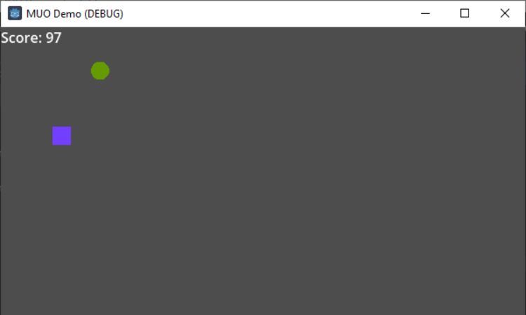 Метка очков с игроком и врагом в сцене Godot.