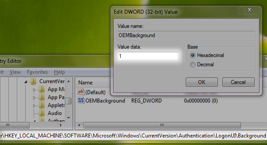 Изменить экран входа в Windows 7