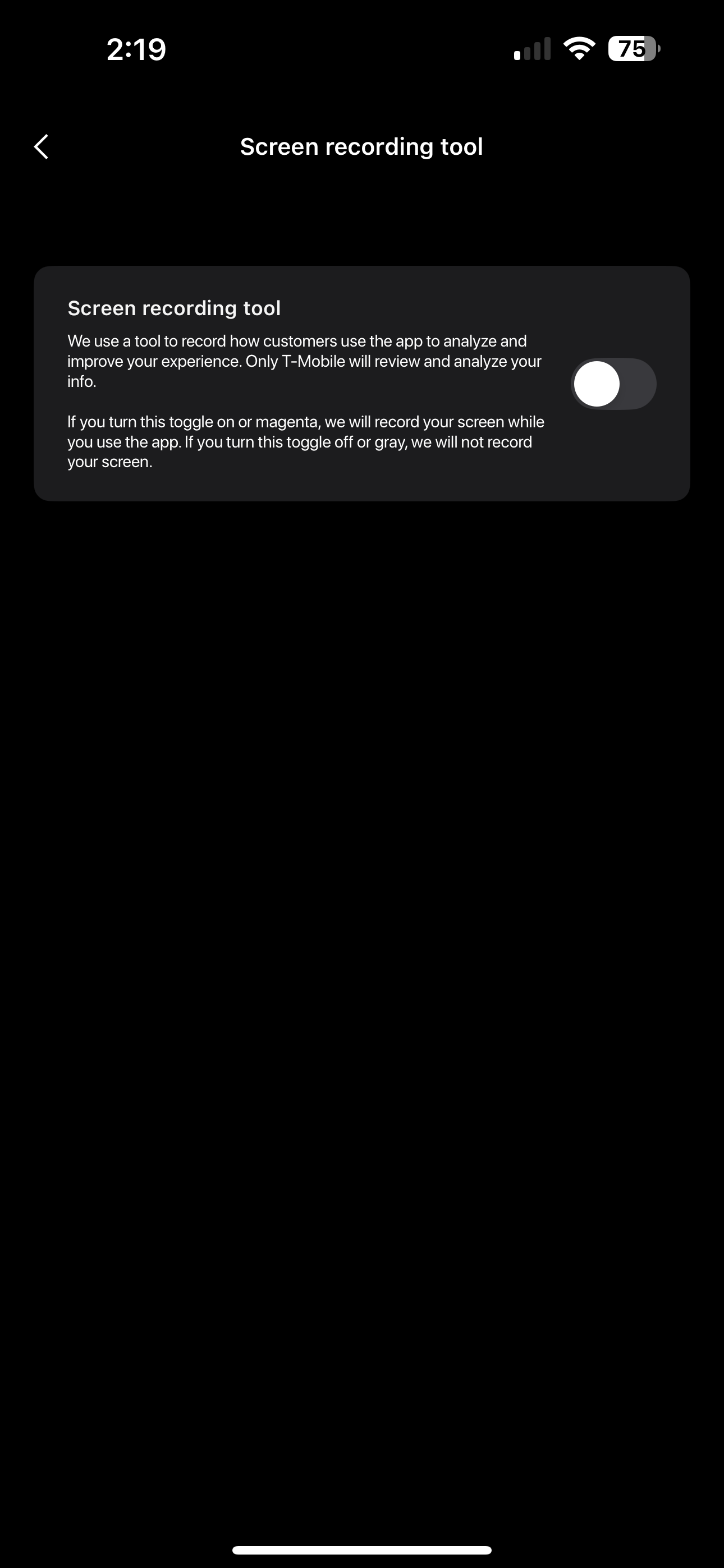 Настройка записи экрана T‑Life отключена