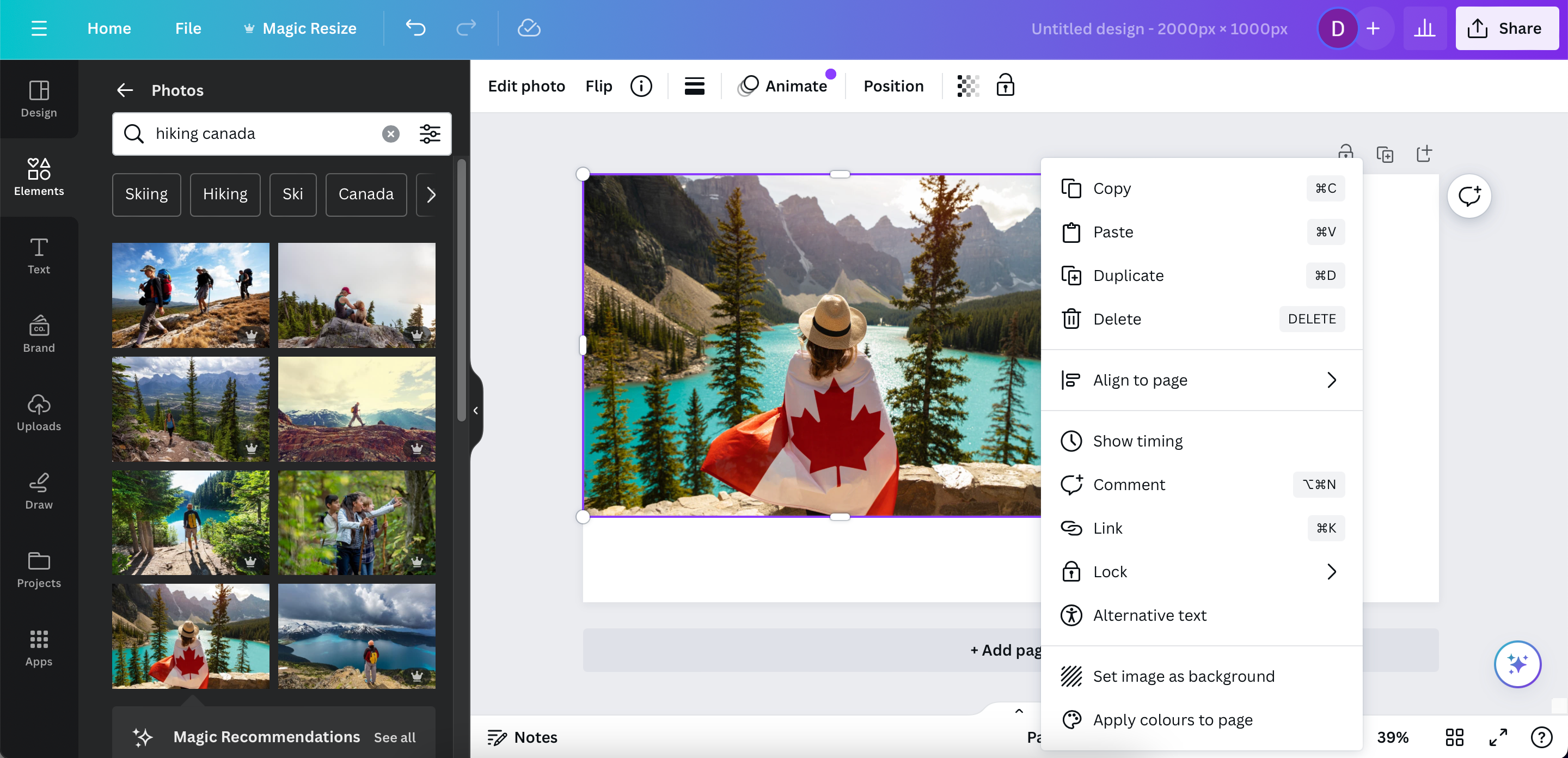 Установка изображения как фона в Canva