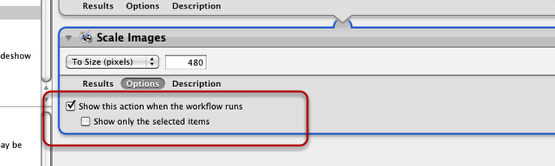 Параметры масштаба изображения в Automator