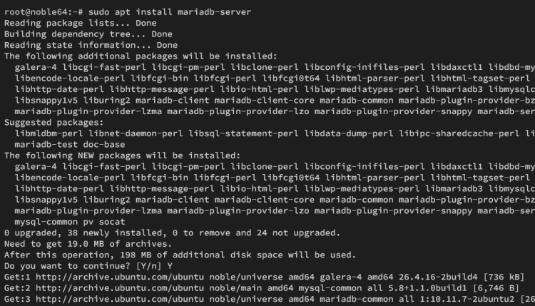 Установка MariaDB через apt