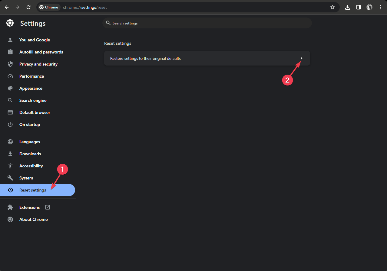 Сброс настроек Chrome к изначальным