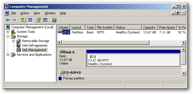 Просмотр свойств диска в ОС внутри ВМ