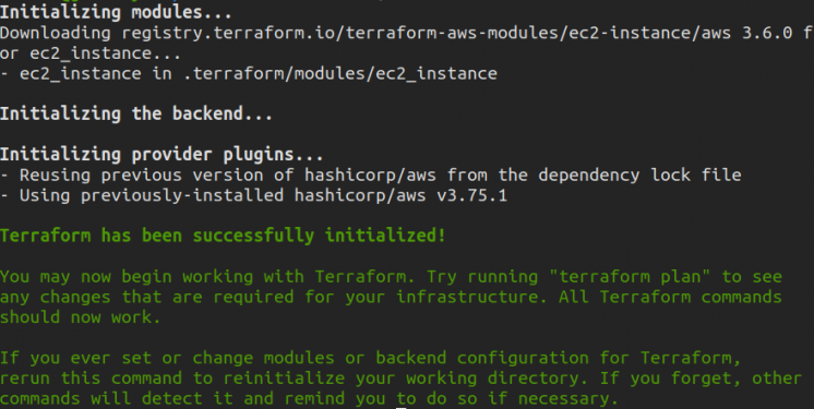 Команда terraform init в терминале