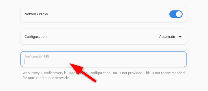Указание URL автоконфигурации прокси