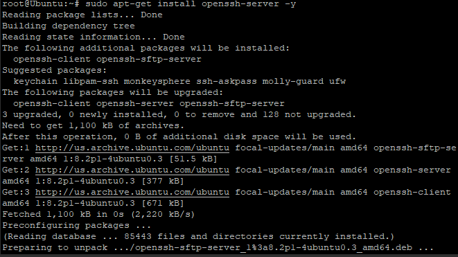 Команда systemctl enable ssh в терминале