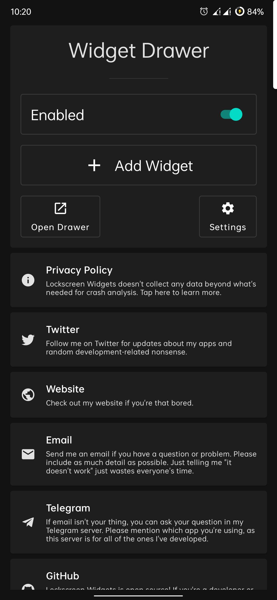 Enable widget drawer