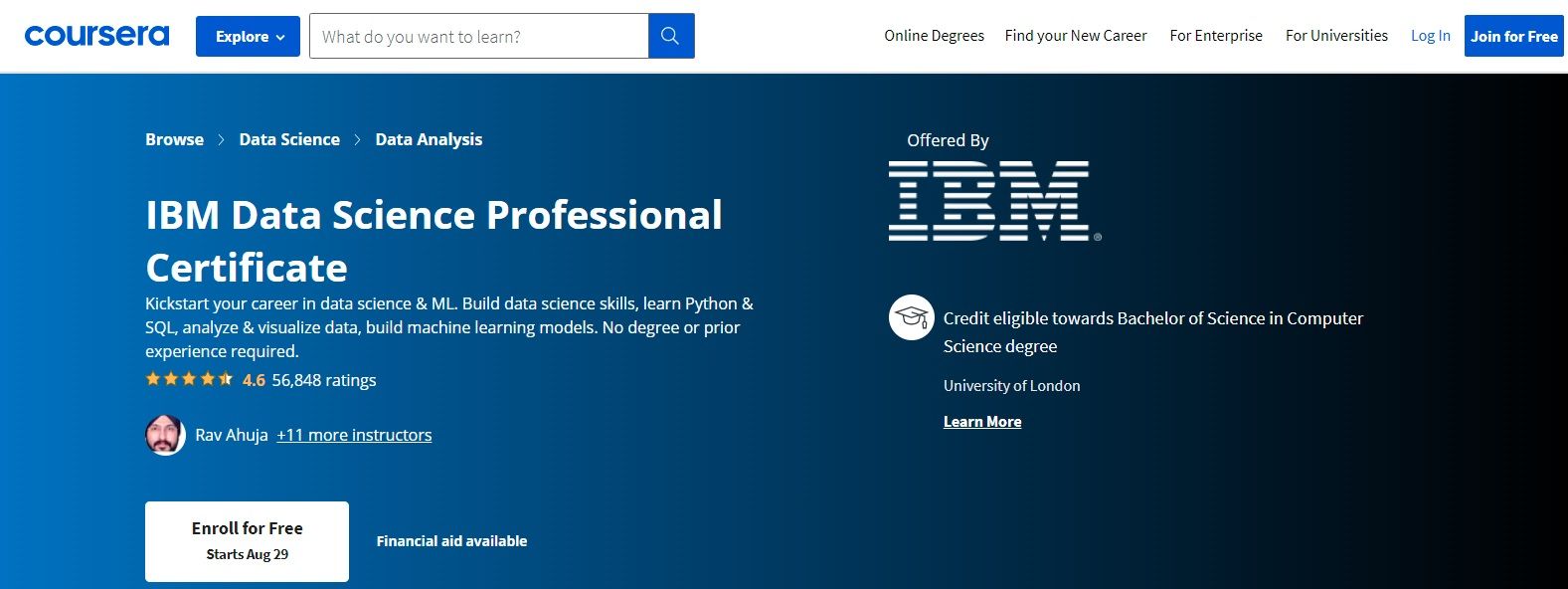 Сертификат по науке о данных на Coursera