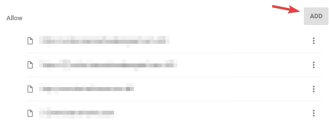 Скриншот списка разрешённых сайтов с добавленными доменами Microsoft