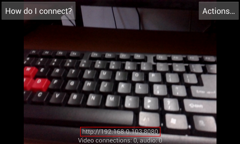 スマホに表示されたIPアドレスとポートの例