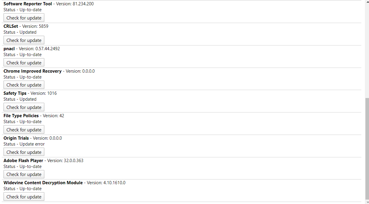 Секция Widevine в Chrome для исправления M7353-5101