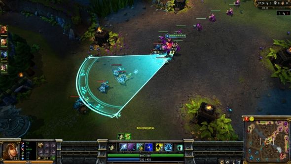 Сцена из League of Legends: сражение на линии с яркой мультяшной графикой