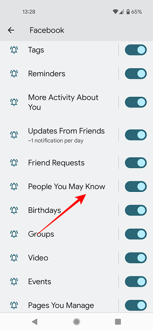 Выбор типа уведомления приложения